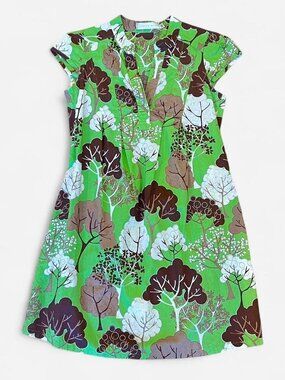 Green Tree Print Mini Dress